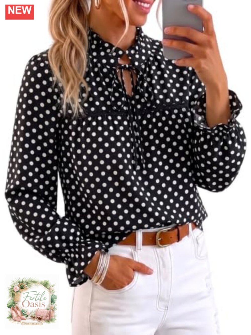 Women's Boho Ruffle Stand Collar Babydoll Blouse Long Sleeve Floral Top